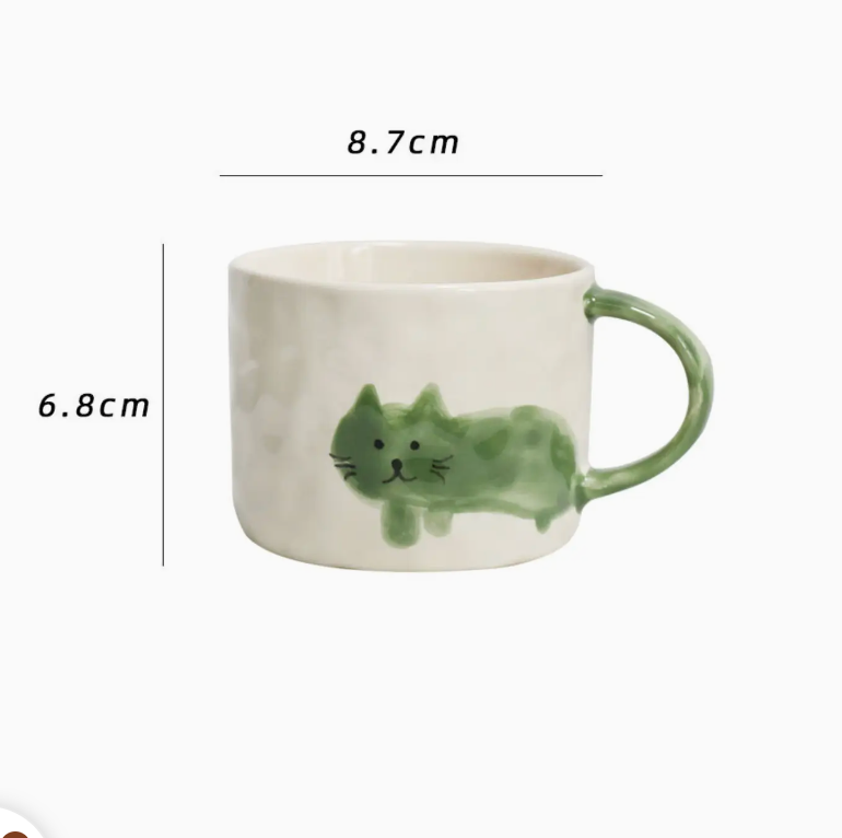 Hand-Painted Underglaze Ceramic Cat Mug