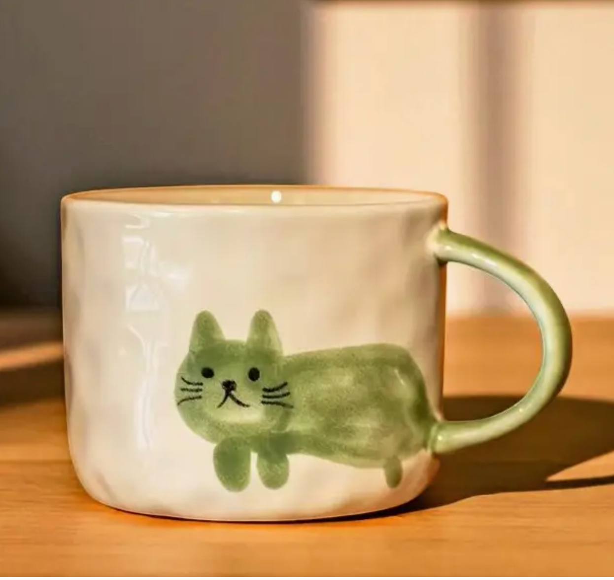 Hand-Painted Underglaze Ceramic Cat Mug