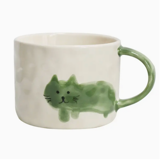 Hand-Painted Underglaze Ceramic Cat Mug